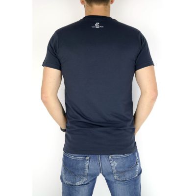 GIOVANNI PERA T-shirt męski granat serek saksofon TGP07 | Grishop | Koszulki