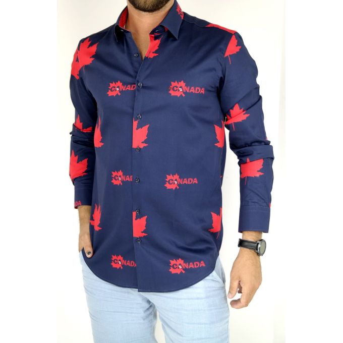 DANIEL BESSI Koszula męska fb498 granat canada | Sklep GriShop.eu | Koszule