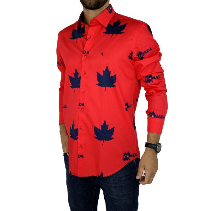 DANIEL BESSI Koszula męska fb499 czerwona canada | Sklep GriShop.eu | Koszule