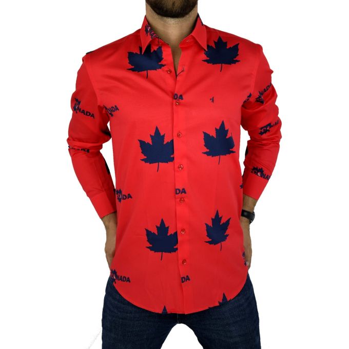 DANIEL BESSI Koszula męska fb499 czerwona canada | Sklep GriShop.eu | Koszule