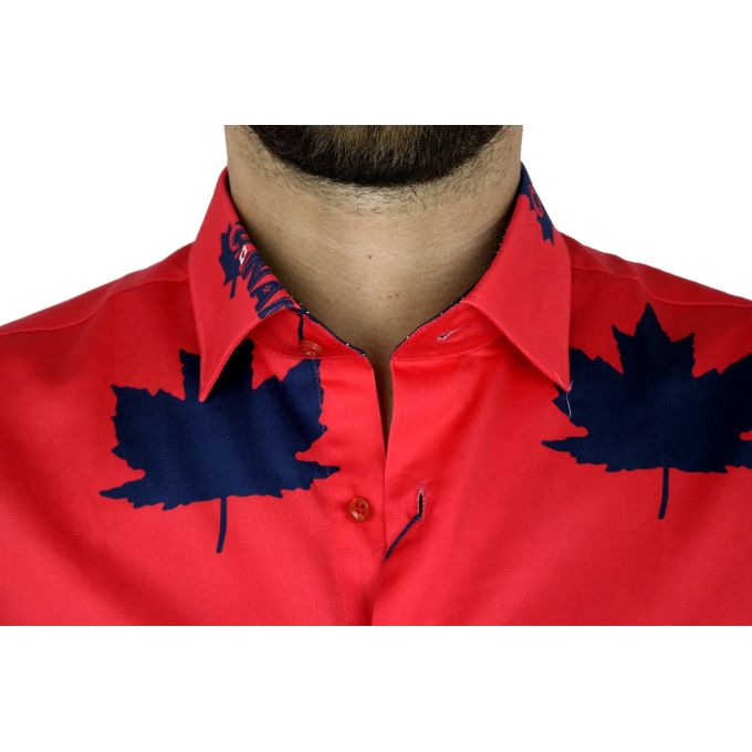 DANIEL BESSI Koszula męska fb499 czerwona canada | Sklep GriShop.eu | Koszule