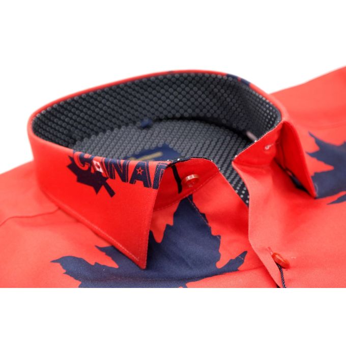 DANIEL BESSI Koszula męska fb499 czerwona canada | Sklep GriShop.eu | Koszule