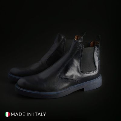 SB 3012 Buty męskie sztyblety granatowe skóra wysokie | Sklep GriShop.eu | Obuwie
