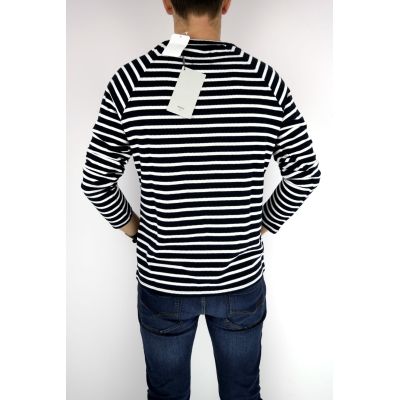 MINIMUM sweter męski paski granatowy biały SWMN01 | Grishop | Swetry