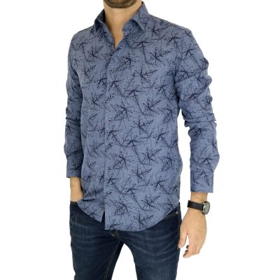 DANIEL BESSI Koszula męska fb380 niebieska, ciepła | Sklep GriShop.eu | Koszule