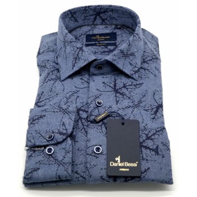 DANIEL BESSI Koszula męska fb380 niebieska, ciepła | Sklep GriShop.eu | Koszule