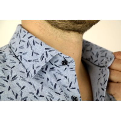 DANIEL BESSI Koszula męska fb369 niebieska, ciepła | Sklep GriShop.eu | Koszule