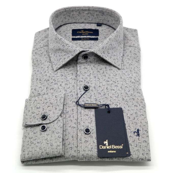 DANIEL BESSI Koszula męska fb372 szara, ciepła | Sklep GriShop.eu | Koszule