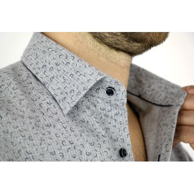 DANIEL BESSI Koszula męska fb372 szara, ciepła | Sklep GriShop.eu | Koszule