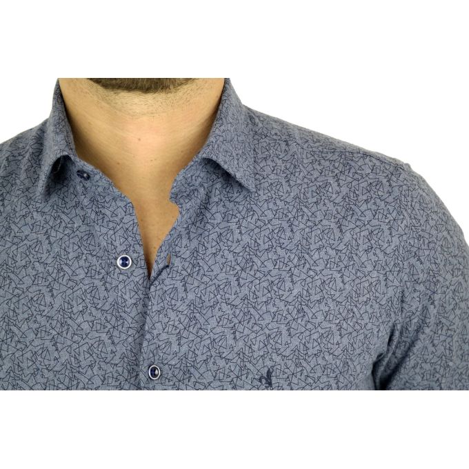 DANIEL BESSI Koszula męska fb376 niebieska, ciepła | Sklep GriShop.eu | Koszule