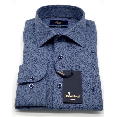 DANIEL BESSI Koszula męska fb376 niebieska, ciepła | Sklep GriShop.eu | Koszule