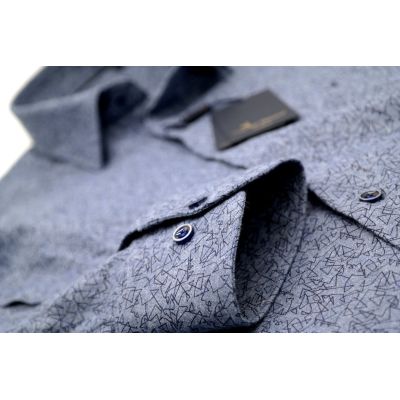 DANIEL BESSI Koszula męska fb376 niebieska, ciepła | Sklep GriShop.eu | Koszule