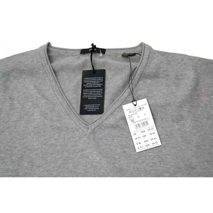 BRAX sweter męski szary serek SWBX02 | Sklep GriShop.eu | Swetry