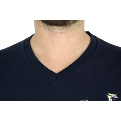 GIOVANNI PERA T-shirt męski granat serek jazz TGP11 | Grishop | Koszulki