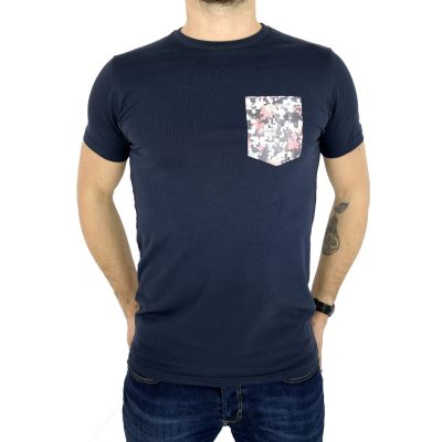 GIOVANNI PERA T-shirt męski granat puzzle TGP15 | Grishop | Koszulki