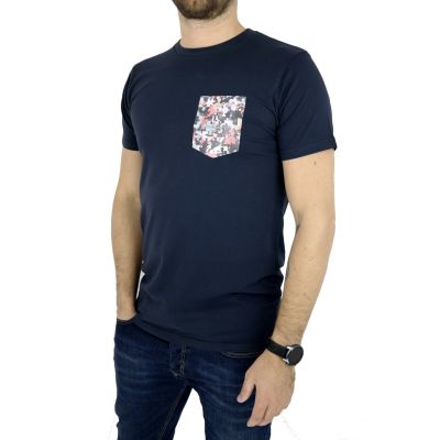 GIOVANNI PERA T-shirt męski granat puzzle TGP15 | Grishop | Koszulki