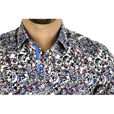 DANIEL BESSI Koszula męska fb536 W KWIATY cieniowana | Sklep GriShop.eu | Koszule