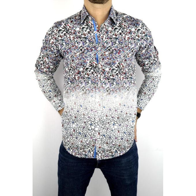 DANIEL BESSI Koszula męska fb536 W KWIATY cieniowana | Sklep GriShop.eu | Koszule