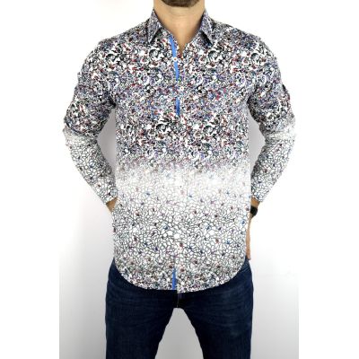 DANIEL BESSI Koszula męska fb536 W KWIATY cieniowana | Sklep GriShop.eu | Koszule