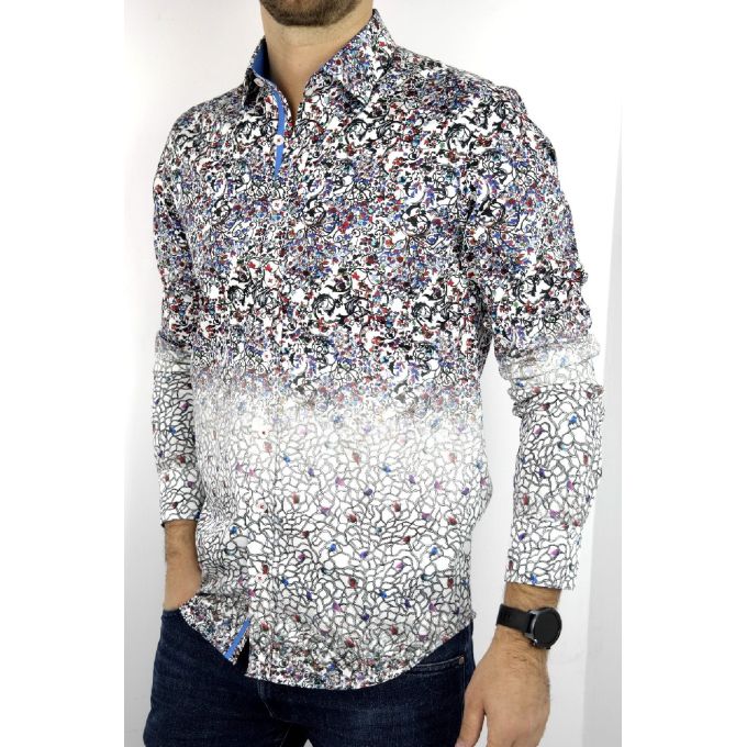 DANIEL BESSI Koszula męska fb536 W KWIATY cieniowana | Sklep GriShop.eu | Koszule