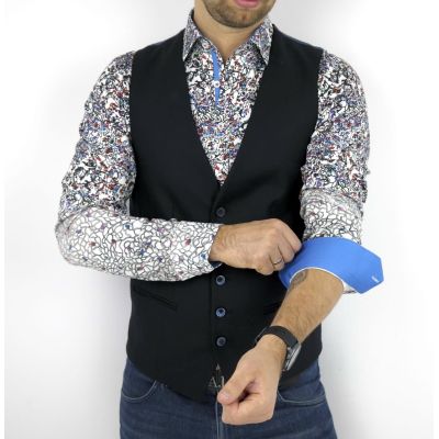 DANIEL BESSI Koszula męska fb536 W KWIATY cieniowana | Sklep GriShop.eu | Koszule