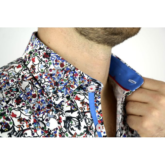 DANIEL BESSI Koszula męska fb536 W KWIATY cieniowana | Sklep GriShop.eu | Koszule