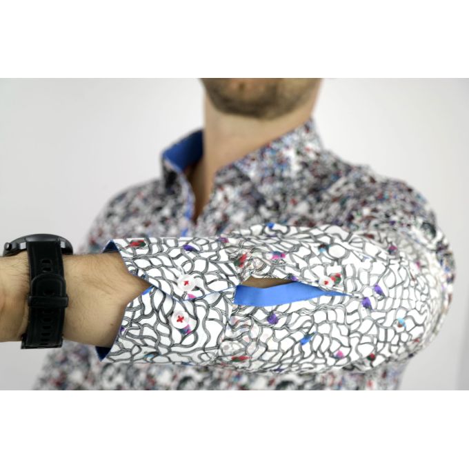 DANIEL BESSI Koszula męska fb536 W KWIATY cieniowana | Sklep GriShop.eu | Koszule