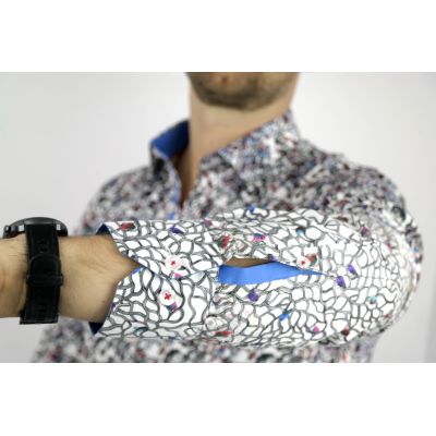 DANIEL BESSI Koszula męska fb536 W KWIATY cieniowana | Sklep GriShop.eu | Koszule