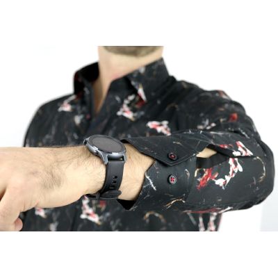 DANIEL BESSI Koszula męska fb541 W RYBY, czarna | Sklep GriShop.eu | Koszule
