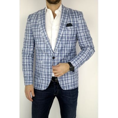 GIOVANNI PERA Marynarka męska D018 krata niebieska | Sklep GriShop.eu | Marynarki