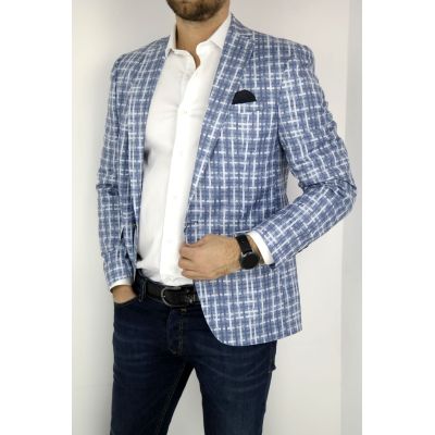 GIOVANNI PERA Marynarka męska D018 krata niebieska | Sklep GriShop.eu | Marynarki