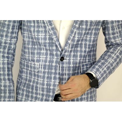 GIOVANNI PERA Marynarka męska D018 krata niebieska | Sklep GriShop.eu | Marynarki
