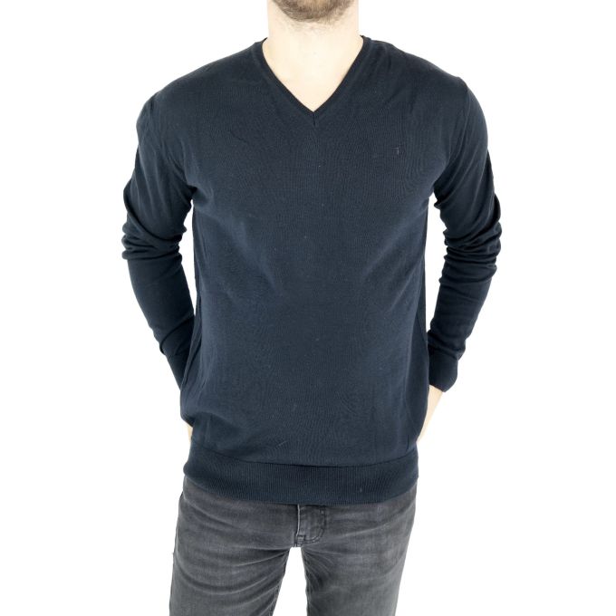 TRUSSARDI sweterek męski, ciemny granat SWTR08 | Grishop | Swetry