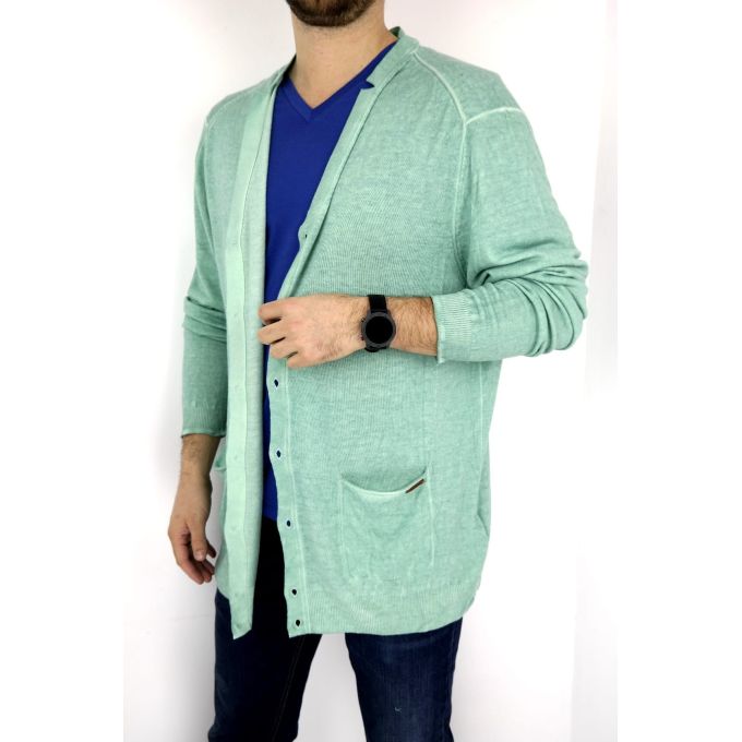 GUESS sweter kardigan męski zielony rozpinany SWGS04 | Grishop | Swetry