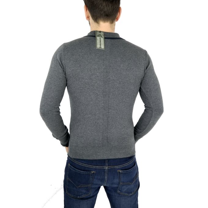GREENBERG sweter męski polo szary SWGB04 | Grishop | Swetry