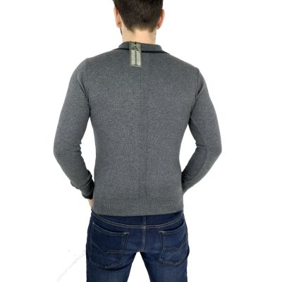 GREENBERG sweter męski polo szary SWGB04 | Grishop | Swetry