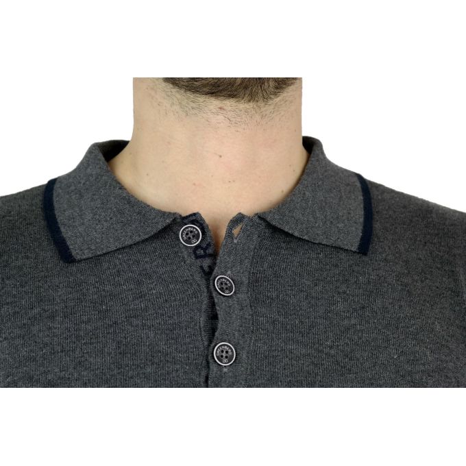 GREENBERG sweter męski polo szary SWGB04 | Grishop | Swetry