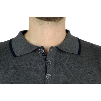 GREENBERG sweter męski polo szary SWGB04 | Grishop | Swetry