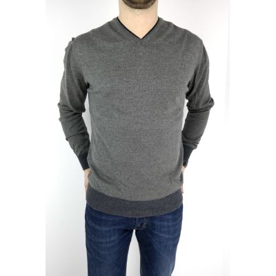 GREENBERG sweter męski szary serek łaty SWGB06 | Grishop | Swetry