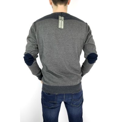 GREENBERG sweter męski szary serek łaty SWGB06 | Grishop | Swetry