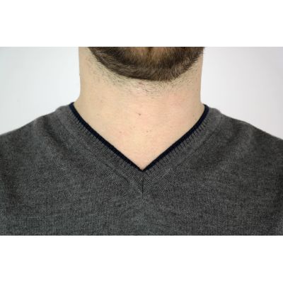 GREENBERG sweter męski szary serek łaty SWGB06 | Grishop | Swetry