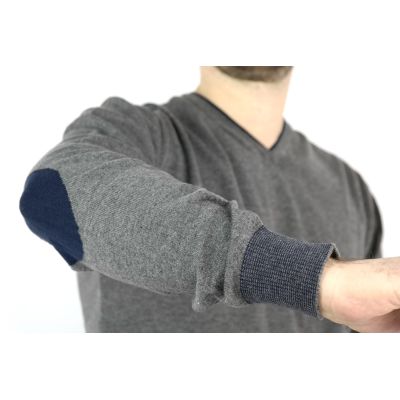 GREENBERG sweter męski szary serek łaty SWGB06 | Grishop | Swetry