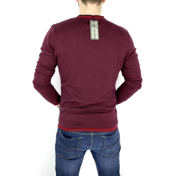 GREENBERG sweter męski prążki czerwony granat SWGB07 | Grishop | Swetry