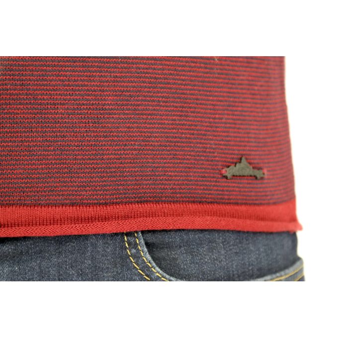 GREENBERG sweter męski prążki czerwony granat SWGB07 | Grishop | Swetry