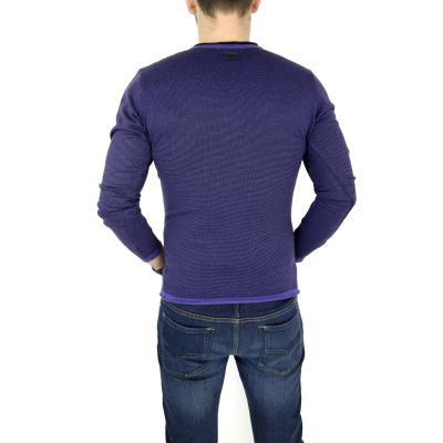 GREENBERG sweter męski prążki fiolet czarny SWGB08 | Grishop | Swetry