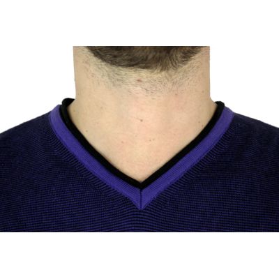 GREENBERG sweter męski prążki fiolet czarny SWGB08 | Grishop | Swetry