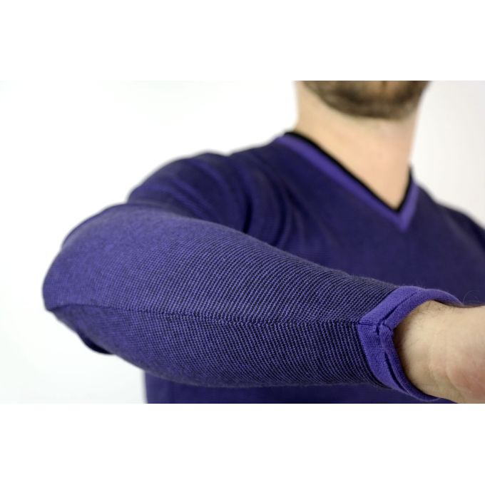 GREENBERG sweter męski prążki fiolet czarny SWGB08 | Grishop | Swetry