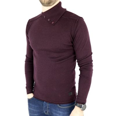 GREENBERG sweter męski bordo golf guziki SWGB11 | Grishop | Swetry