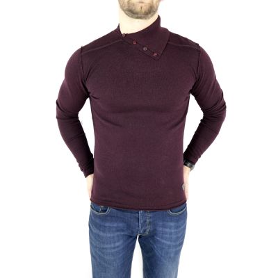 GREENBERG sweter męski bordo golf guziki SWGB11 | Grishop | Swetry