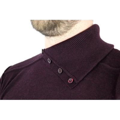 GREENBERG sweter męski bordo golf guziki SWGB11 | Grishop | Swetry